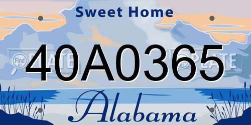 40A0365 Alabama License Plate