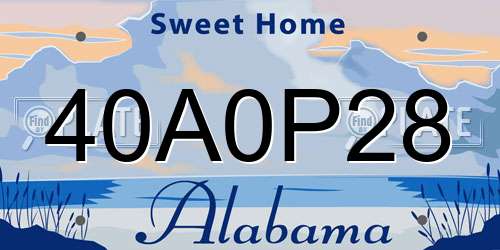 40A0P28 Alabama License Plate