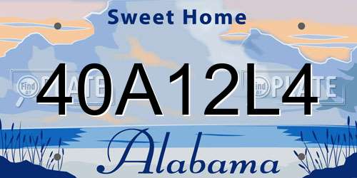40A12L4 Alabama License Plate