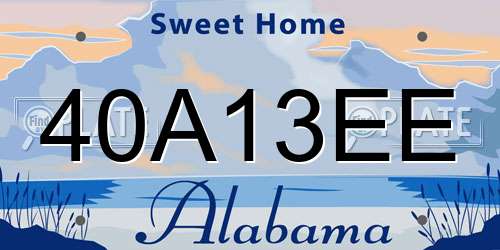 40A13EE Alabama License Plate