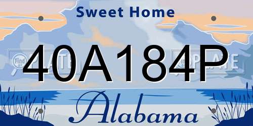 40A184P Alabama License Plate