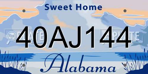 40AJ144 Alabama License Plate