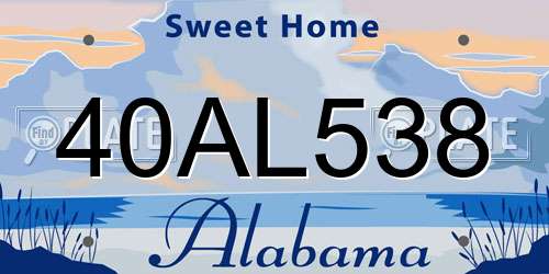 40AL538 Alabama License Plate