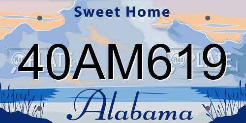 40AM619 Alabama License Plate