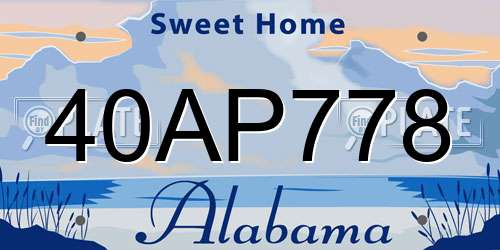 40AP778 Alabama License Plate