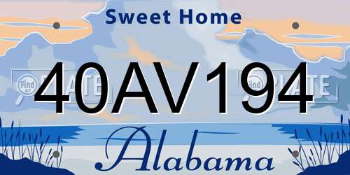 40AV194 Alabama License Plate