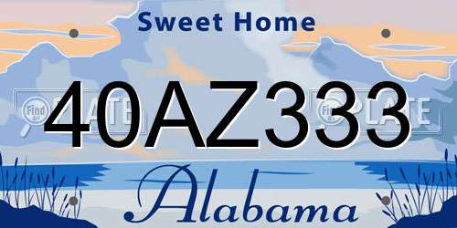 40AZ333 Alabama License Plate