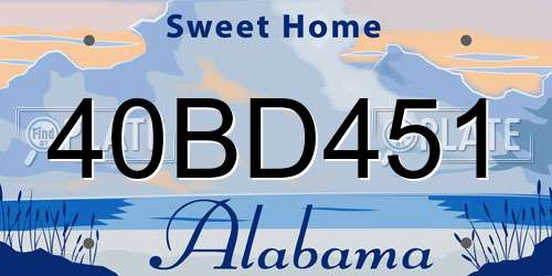 40BD451 Alabama License Plate
