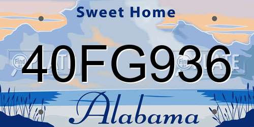 40FG936 Alabama License Plate