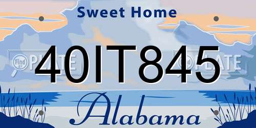 40IT845 Alabama License Plate