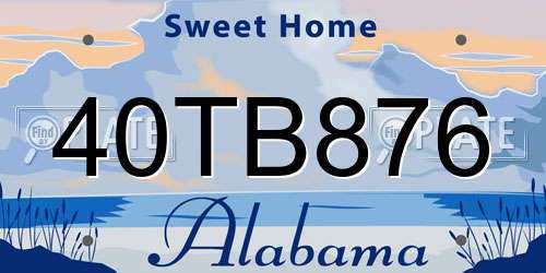 40TB876 Alabama License Plate