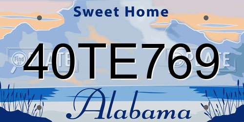 40TE769 Alabama License Plate