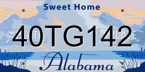 40TG142 Alabama License Plate
