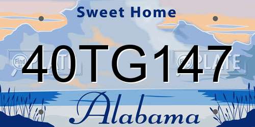 40TG147 Alabama License Plate