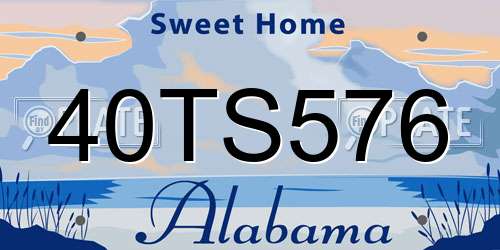 40TS576 Alabama License Plate