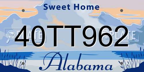 40TT962 Alabama License Plate
