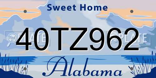 40TZ962 Alabama License Plate