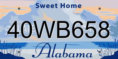 40WB658 Alabama License Plate