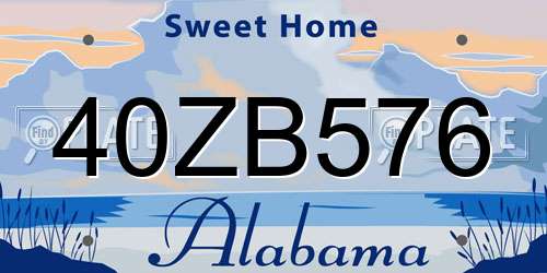 40ZB576 Alabama License Plate