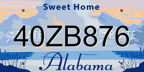 40ZB876 Alabama License Plate