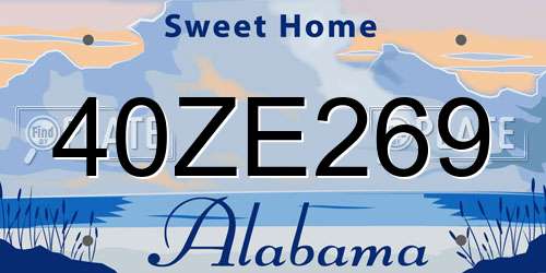 40ZE269 Alabama License Plate