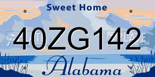 40ZG142 Alabama License Plate