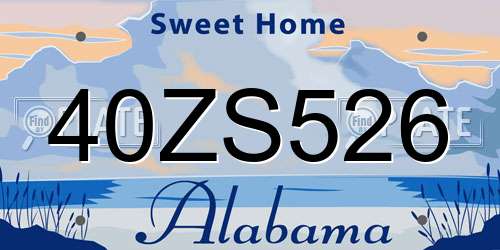 40ZS526 Alabama License Plate