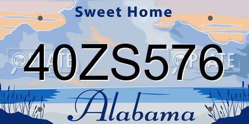 40ZS576 Alabama License Plate