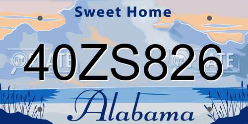 40ZS826 Alabama License Plate