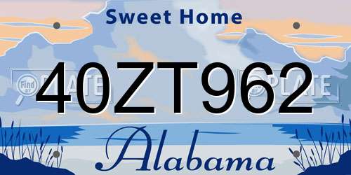 40ZT962 Alabama License Plate