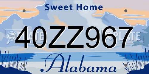 40ZZ967 Alabama License Plate