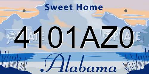 4101AZ0 Alabama License Plate