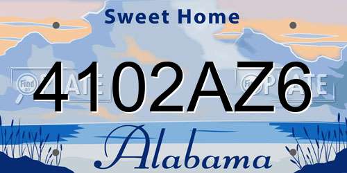 4102AZ6 Alabama License Plate