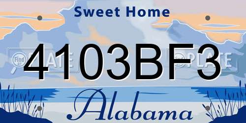 4103BF3 Alabama License Plate