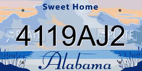 4119AJ2 Alabama License Plate