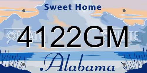 4122GM Alabama License Plate