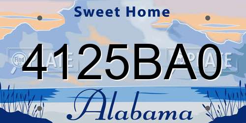4125BA0 Alabama License Plate