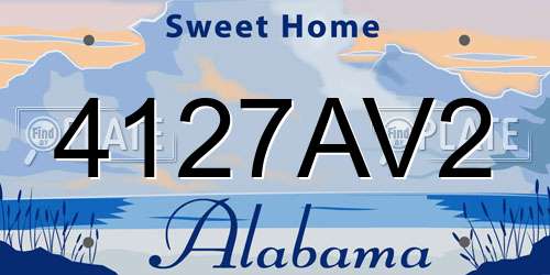 4127AV2 Alabama License Plate