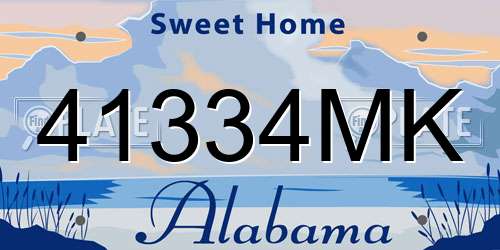 41334MK Alabama License Plate