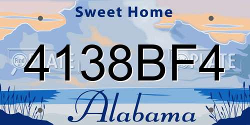 4138BF4 Alabama License Plate