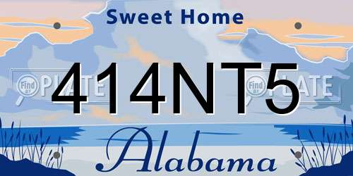 414NT5 Alabama License Plate