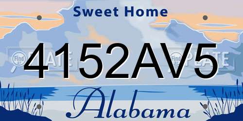 4152AV5 Alabama License Plate