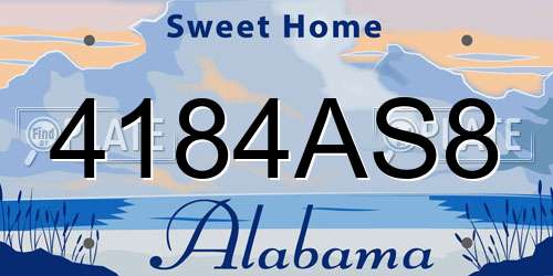 4184AS8 Alabama License Plate