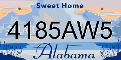 4185AW5 Alabama License Plate