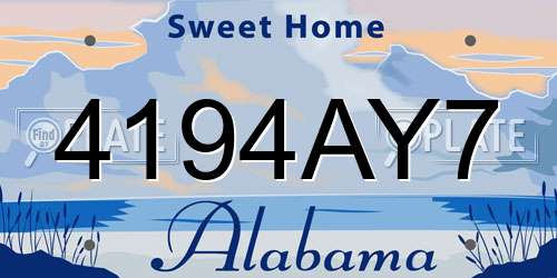 4194AY7 Alabama License Plate
