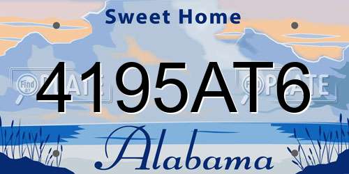 4195AT6 Alabama License Plate
