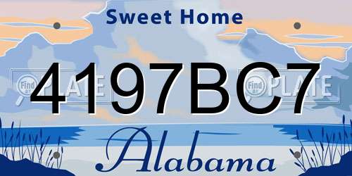 4197BC7 Alabama License Plate