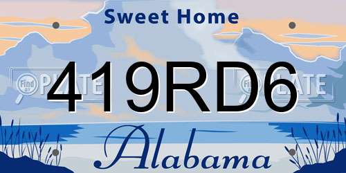 419RD6 Alabama License Plate