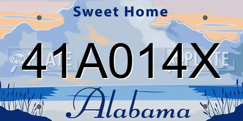 41A014X Alabama License Plate