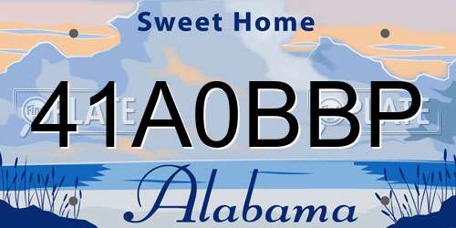 41A0BBP Alabama License Plate